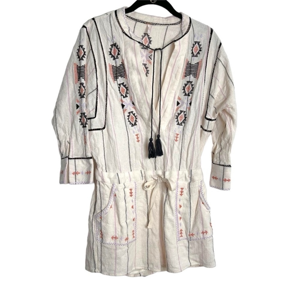 Free People Baja Aztec Embroidered Boho
Long Sleeve Romper EC SZXS/TP - Picture 3 of 10